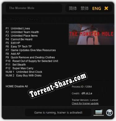 Трейнер для The Monster Mole [v1.0.6]
