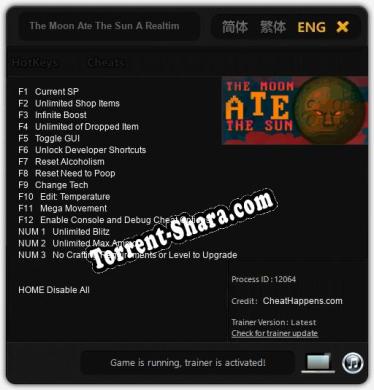 Трейнер для The Moon Ate The Sun A Realtime Turn Based RPG [v1.0.5]