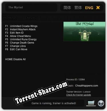 The Myriad: Читы, Трейнер +8 [CheatHappens.com]