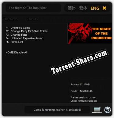 The Night Of The Inquisitor: Трейнер +5 [v1.9]