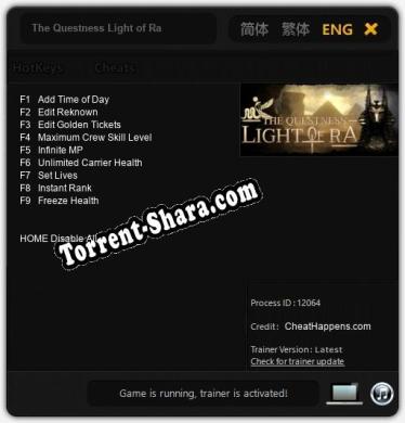 The Questness Light of Ra: Читы, Трейнер +9 [CheatHappens.com]