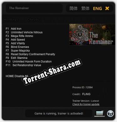 Трейнер для The Remainer [v1.0.5]