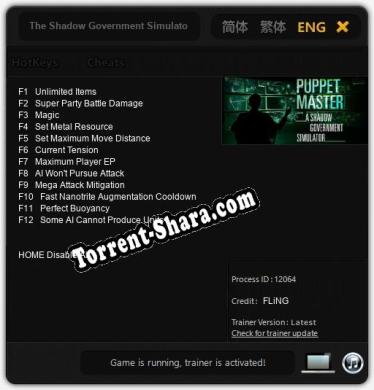 The Shadow Government Simulator: Читы, Трейнер +12 [FLiNG]