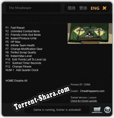 The Shopkeeper: ТРЕЙНЕР И ЧИТЫ (V1.0.10)