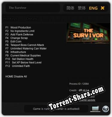 The Survivor: Трейнер +12 [v1.1]