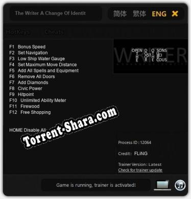 Трейнер для The Writer A Change Of Identity [v1.0.7]