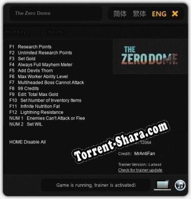The Zero Dome: Читы, Трейнер +14 [MrAntiFan]