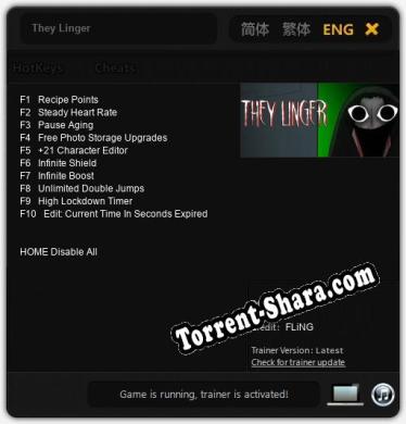 They Linger: Читы, Трейнер +10 [FLiNG]