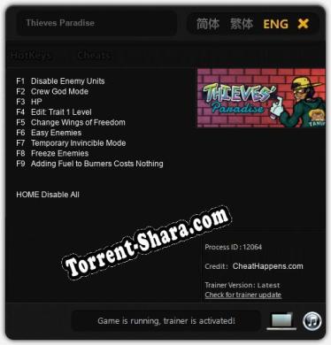 Трейнер для Thieves Paradise [v1.0.2]