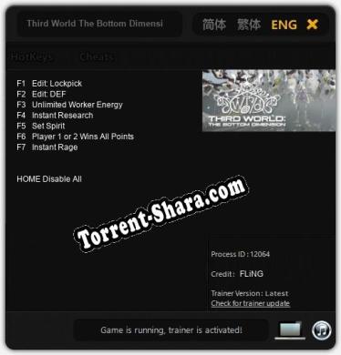 Трейнер для Third World The Bottom Dimension [v1.0.4]