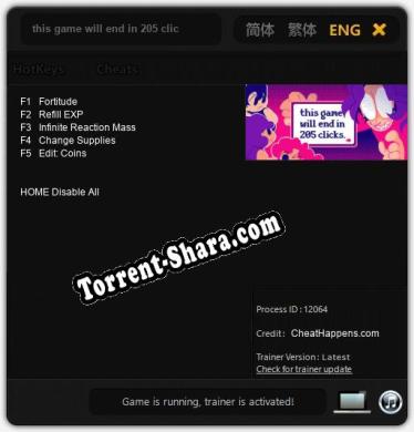 this game will end in 205 clicks.: ТРЕЙНЕР И ЧИТЫ (V1.0.75)