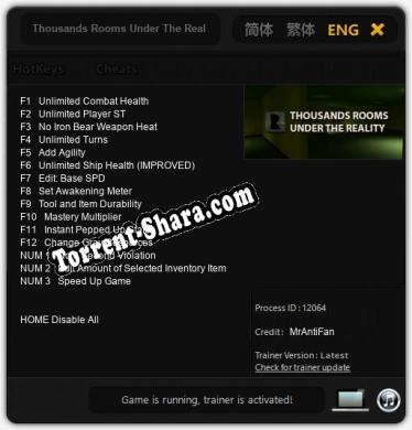 Трейнер для Thousands Rooms Under The Reality [v1.0.3]