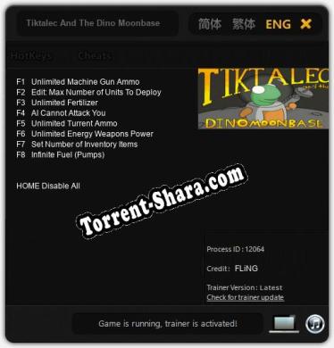 Tiktalec And The Dino Moonbase: Трейнер +8 [v1.4]