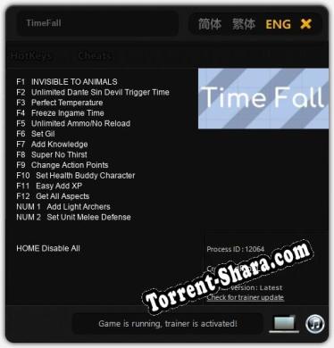 Трейнер для TimeFall [v1.0.3]