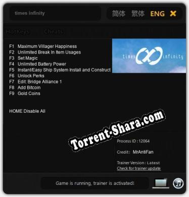times infinity: Трейнер +9 [v1.4]