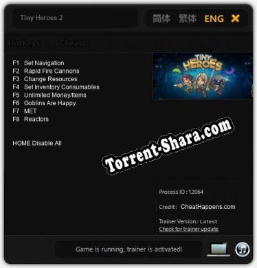 Трейнер для Tiny Heroes 2 [v1.0.8]