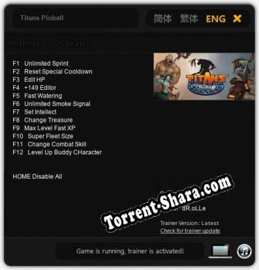 Titans Pinball: Трейнер +12 [v1.6]