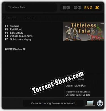 Трейнер для Titleless Tale [v1.0.8]