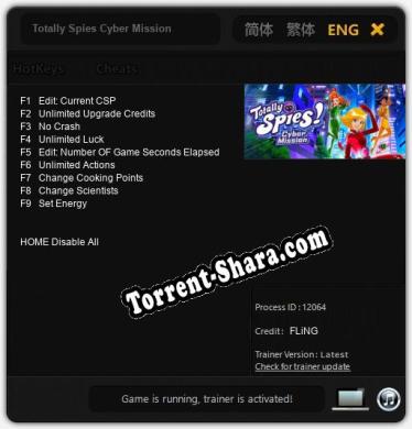 Трейнер для Totally Spies Cyber Mission [v1.0.9]
