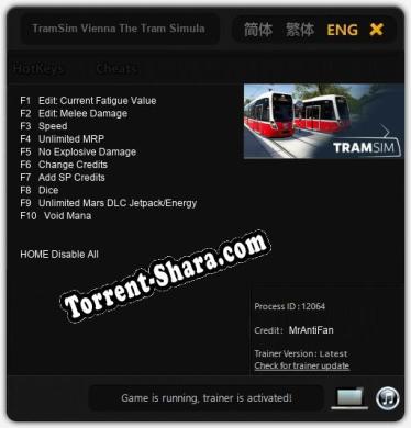 Трейнер для TramSim Vienna The Tram Simulator [v1.0.6]