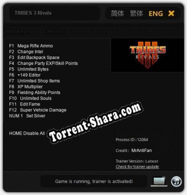 Трейнер для TRIBES 3 Rivals [v1.0.7]