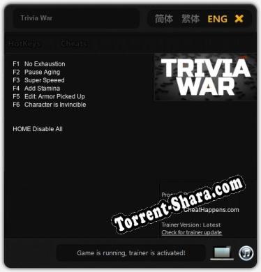 Трейнер для Trivia War [v1.0.7]