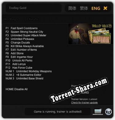 Trolley Gold: Трейнер +15 [v1.4]