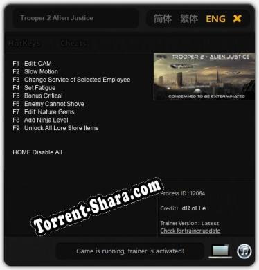 Трейнер для Trooper 2 Alien Justice [v1.0.1]