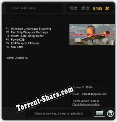 Tunnel Boat Terror: Трейнер +6 [v1.2]