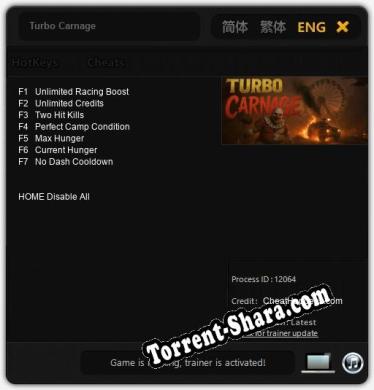 Turbo Carnage: ТРЕЙНЕР И ЧИТЫ (V1.0.12)