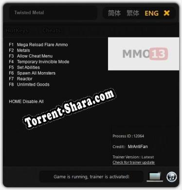 Twisted Metal: Трейнер +8 [v1.4]