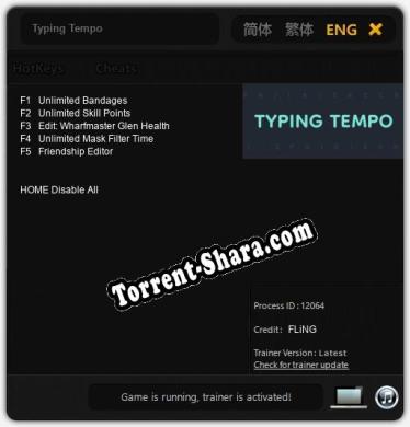 Трейнер для Typing Tempo [v1.0.8]
