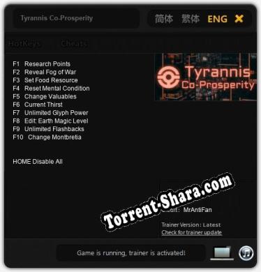 Tyrannis Co-Prosperity: ТРЕЙНЕР И ЧИТЫ (V1.0.89)