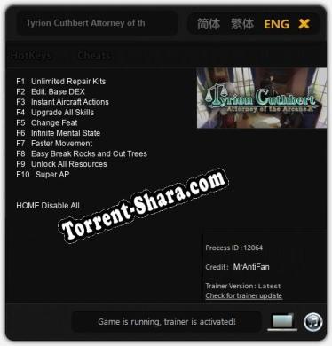 Tyrion Cuthbert Attorney of the Arcane: Читы, Трейнер +10 [MrAntiFan]
