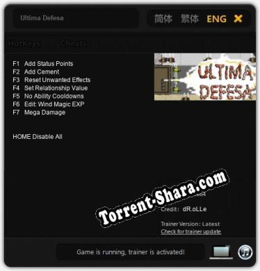 Трейнер для Ultima Defesa [v1.0.1]