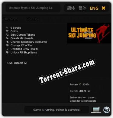 Ultimate Mythic Ski Jumping League: Трейнер +8 [v1.2]