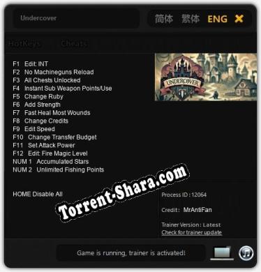 Undercover: Трейнер +14 [v1.2]