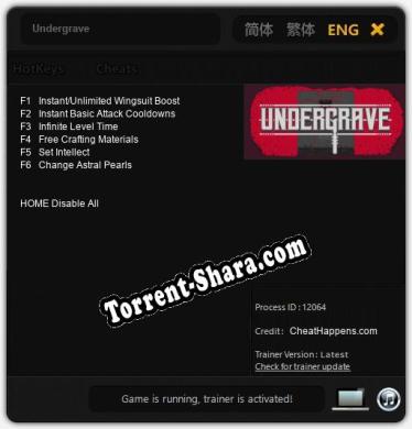 Трейнер для Undergrave [v1.0.4]