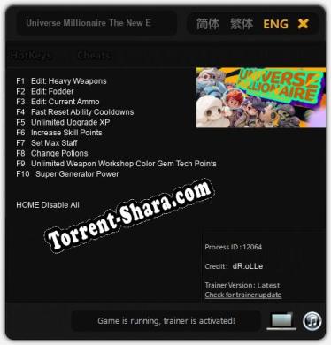 Universe Millionaire The New Era of Energy: ТРЕЙНЕР И ЧИТЫ (V1.0.88)