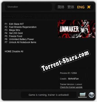 Unmaker: Читы, Трейнер +7 [MrAntiFan]