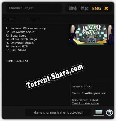Unnamed Project: Читы, Трейнер +7 [CheatHappens.com]