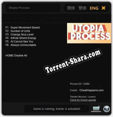 Utopia Process: Трейнер +6 [v1.9]