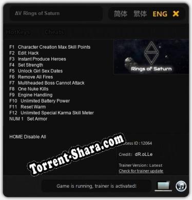 ΔV Rings of Saturn: Трейнер +13 [v1.6]