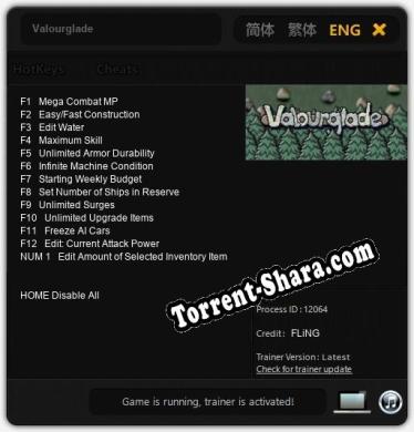 Трейнер для Valourglade [v1.0.3]