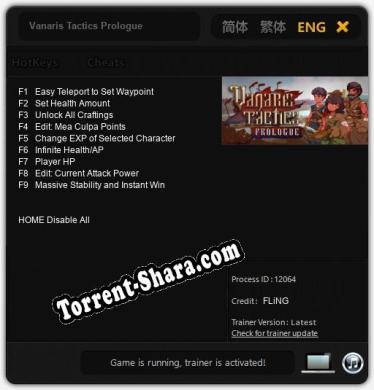Vanaris Tactics Prologue: Трейнер +9 [v1.8]