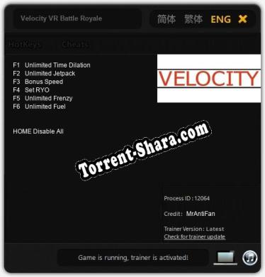 Velocity VR Battle Royale: Трейнер +6 [v1.9]