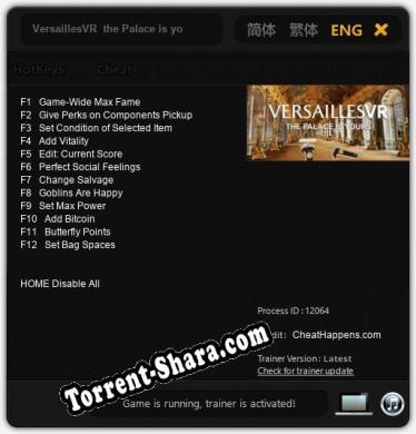 VersaillesVR  the Palace is yours: Читы, Трейнер +12 [CheatHappens.com]