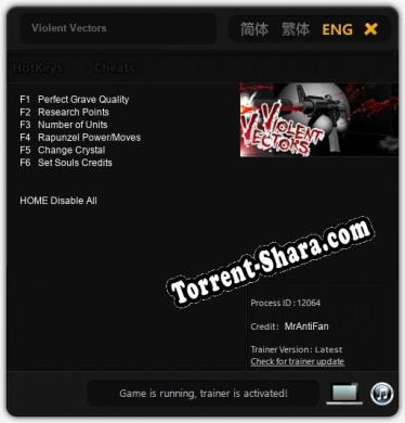 Трейнер для Violent Vectors [v1.0.6]