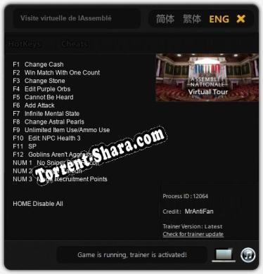 Visite virtuelle de lAssemblée nationale: Трейнер +15 [v1.4]