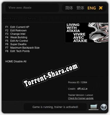 Vivre avec Ataxie: Трейнер +8 [v1.7]